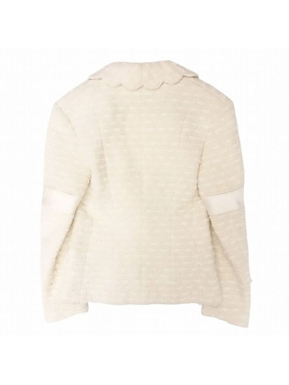 Chanel Coco Mark Scalloped Collar Tweed Jacket Ivory Size - Picture 4 of 10